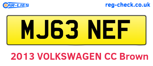 MJ63NEF are the vehicle registration plates.