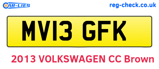 MV13GFK are the vehicle registration plates.