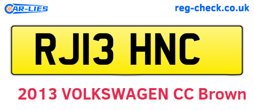 RJ13HNC are the vehicle registration plates.