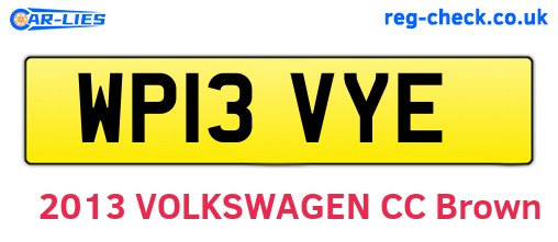 WP13VYE are the vehicle registration plates.