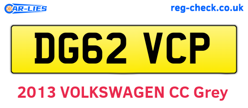 DG62VCP are the vehicle registration plates.