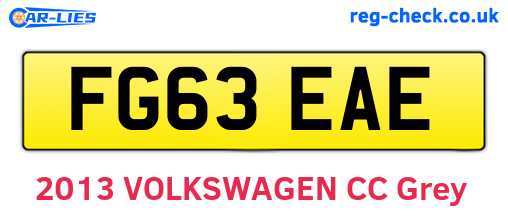 FG63EAE are the vehicle registration plates.