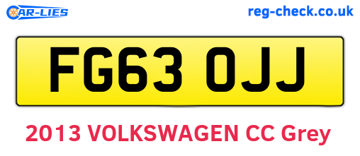 FG63OJJ are the vehicle registration plates.