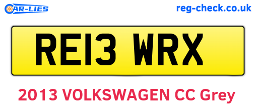 RE13WRX are the vehicle registration plates.
