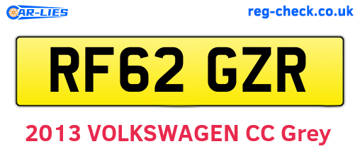RF62GZR are the vehicle registration plates.