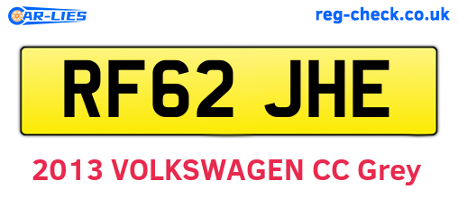 RF62JHE are the vehicle registration plates.