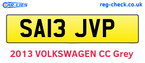 SA13JVP are the vehicle registration plates.