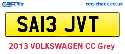 SA13JVT are the vehicle registration plates.