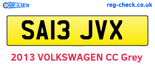 SA13JVX are the vehicle registration plates.