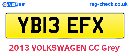 YB13EFX are the vehicle registration plates.