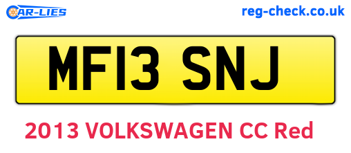 MF13SNJ are the vehicle registration plates.