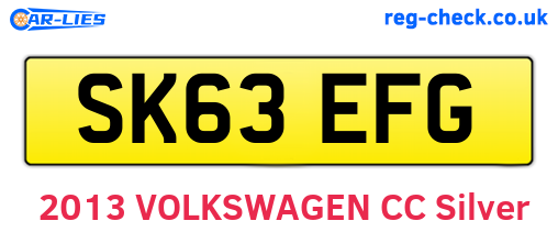 SK63EFG are the vehicle registration plates.