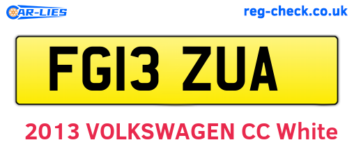 FG13ZUA are the vehicle registration plates.