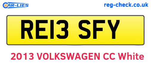 RE13SFY are the vehicle registration plates.