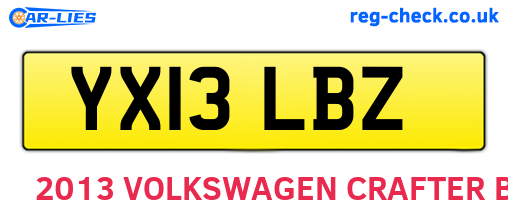 YX13LBZ are the vehicle registration plates.