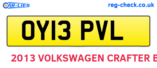 OY13PVL are the vehicle registration plates.