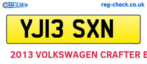 YJ13SXN are the vehicle registration plates.