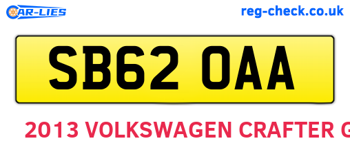 SB62OAA are the vehicle registration plates.