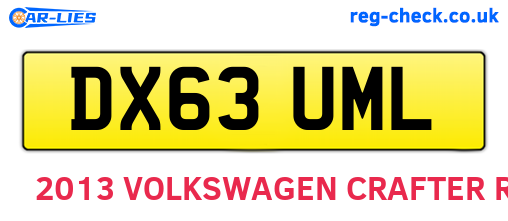 DX63UML are the vehicle registration plates.