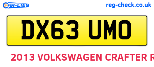 DX63UMO are the vehicle registration plates.