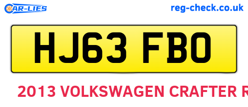 HJ63FBO are the vehicle registration plates.