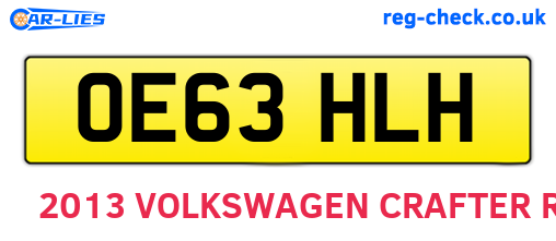 OE63HLH are the vehicle registration plates.