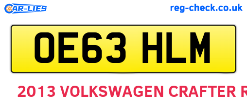 OE63HLM are the vehicle registration plates.