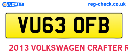 VU63OFB are the vehicle registration plates.