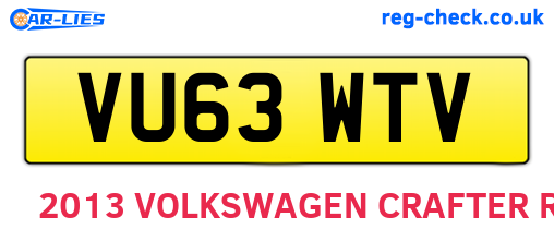 VU63WTV are the vehicle registration plates.