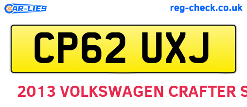 CP62UXJ are the vehicle registration plates.