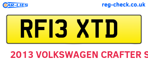 RF13XTD are the vehicle registration plates.