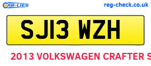 SJ13WZH are the vehicle registration plates.