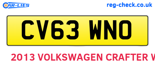 CV63WNO are the vehicle registration plates.
