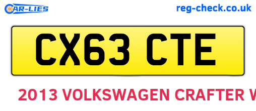 CX63CTE are the vehicle registration plates.