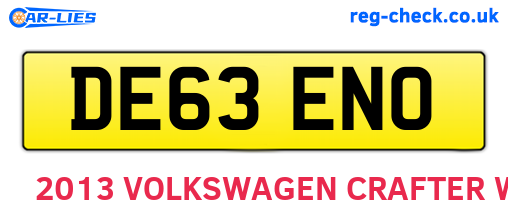 DE63ENO are the vehicle registration plates.