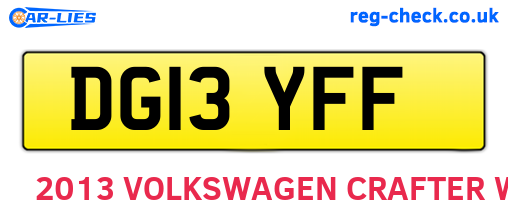 DG13YFF are the vehicle registration plates.