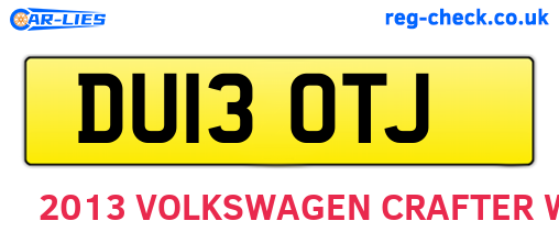 DU13OTJ are the vehicle registration plates.