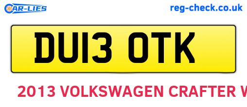 DU13OTK are the vehicle registration plates.