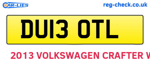 DU13OTL are the vehicle registration plates.