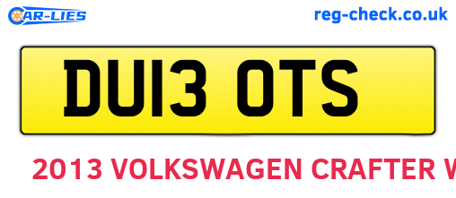 DU13OTS are the vehicle registration plates.