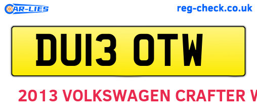 DU13OTW are the vehicle registration plates.