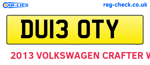 DU13OTY are the vehicle registration plates.