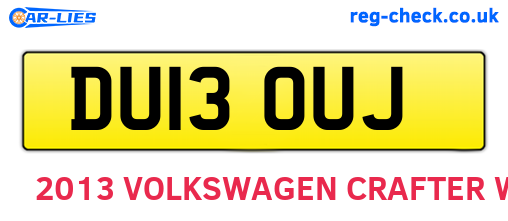 DU13OUJ are the vehicle registration plates.
