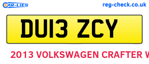 DU13ZCY are the vehicle registration plates.