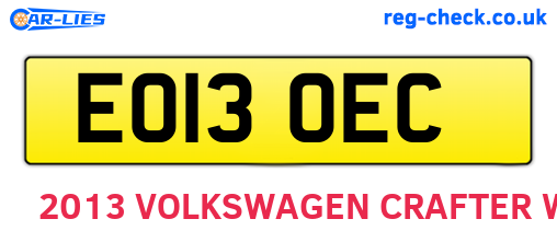 EO13OEC are the vehicle registration plates.