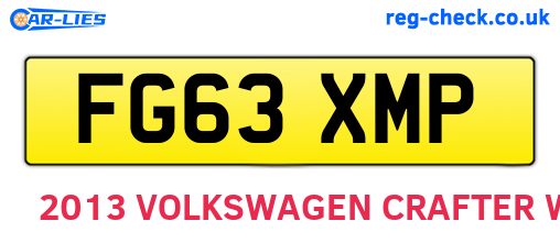 FG63XMP are the vehicle registration plates.