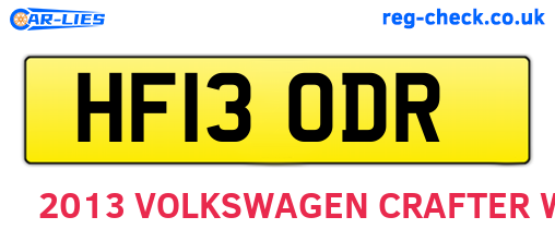 HF13ODR are the vehicle registration plates.