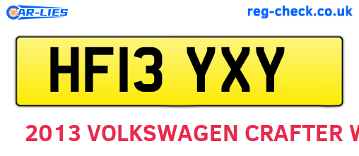 HF13YXY are the vehicle registration plates.