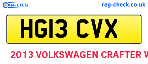 HG13CVX are the vehicle registration plates.