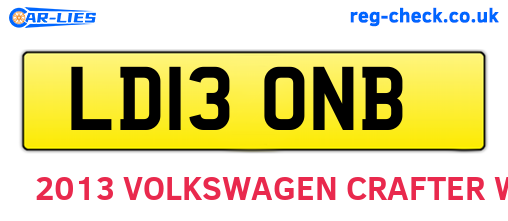 LD13ONB are the vehicle registration plates.